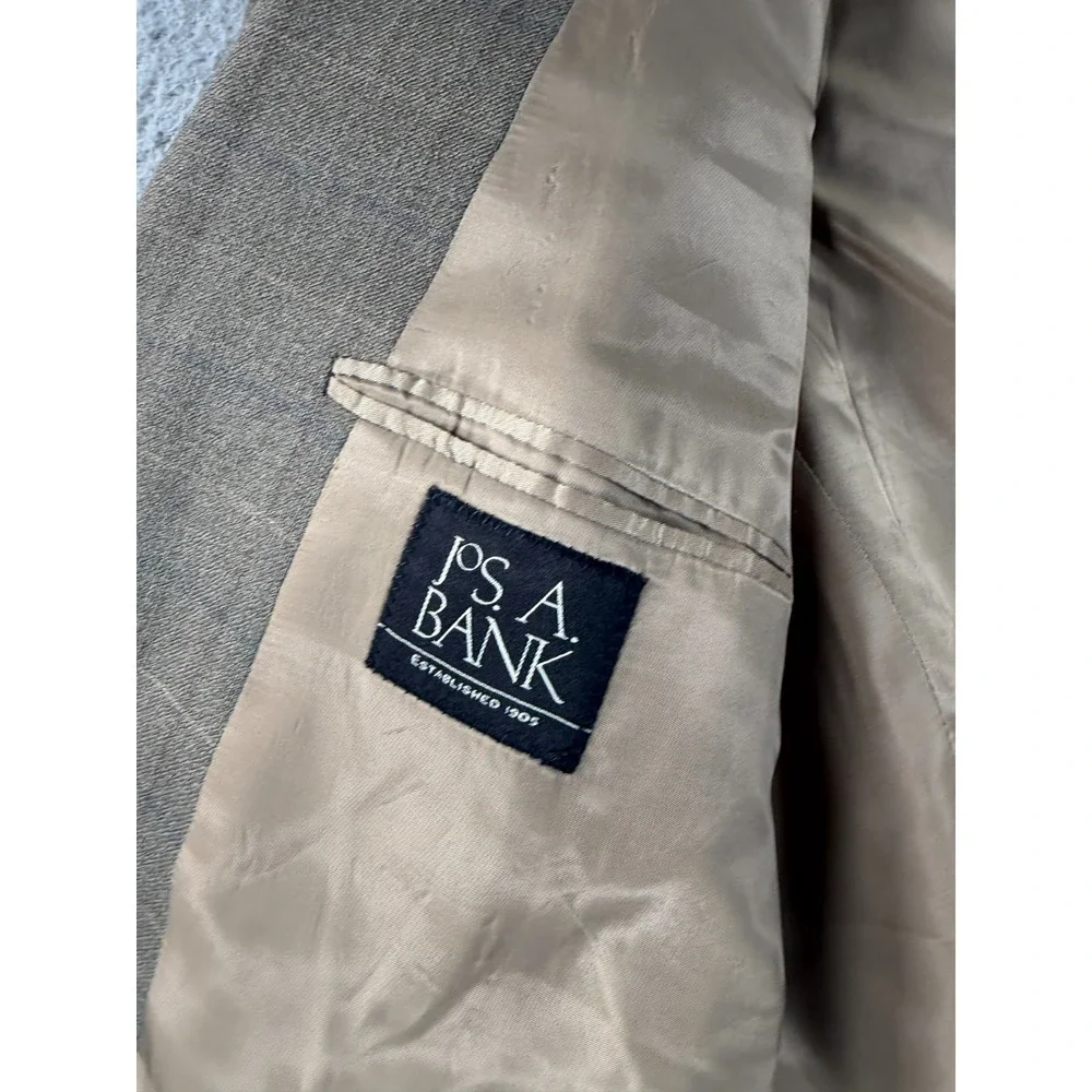 Jos A Bank Reserve Blazer Mens 50L Brown Silk Wool Windowpane Sport Coat